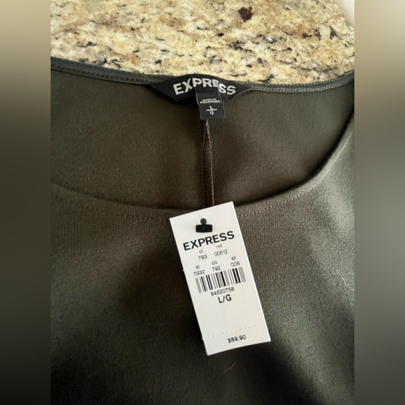 NWT Express Olive Green Moto Dress size:L - Picture 3 of 3